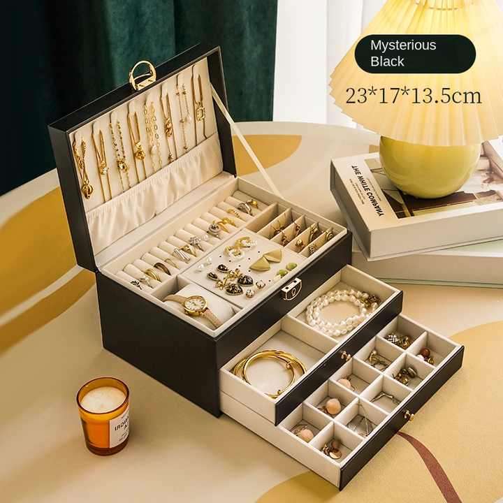 Luxury Ring Necklace Jewelry Boxes Packaging Case PU Leather Earring for Storage Jewellery Box Organ