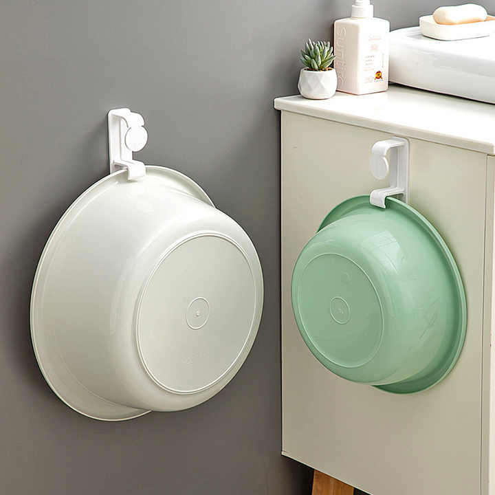 Large Household Multifunctional Bathroom Storage Rack Non-Perforated Basin Hook Single Tier Plastic