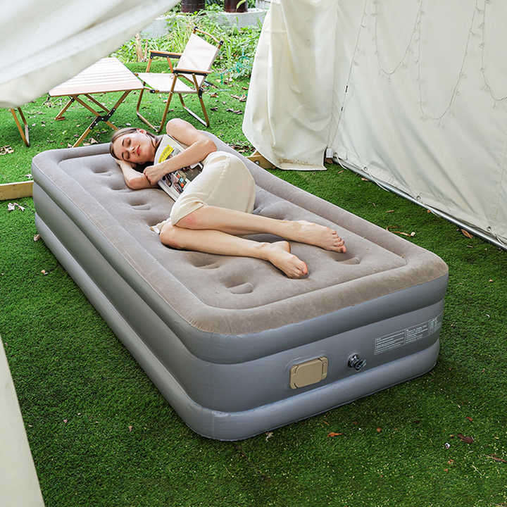 SINGLE air Mattress Flocking Pvc Inflatable Bed Built-in Pump Single and Double Automatic air Mattr