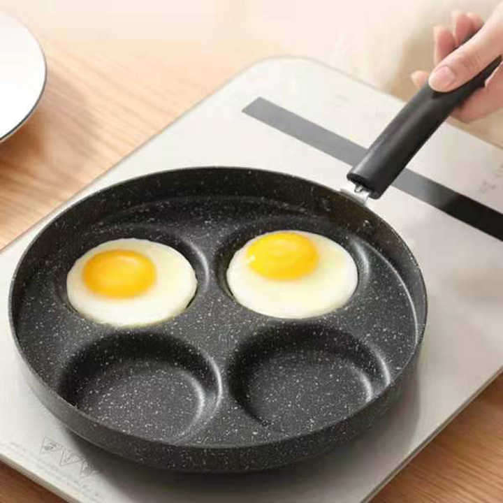 4 Hole Non-stick Frying Pan Carbon Steel Hybrid Egg Omelet Frying Pan