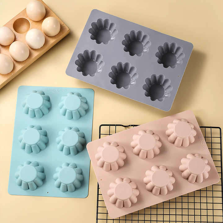 6-Piece Creative Silicone Cake Mold PC Flower-Shaped Muffin Cup for Baking Kitchen Household Pudding