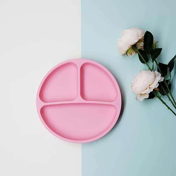 BPA-Free Silicone Divided Grip Dish Unbreakable Silicone Divided Suction Toddler Plates Divided Baby
