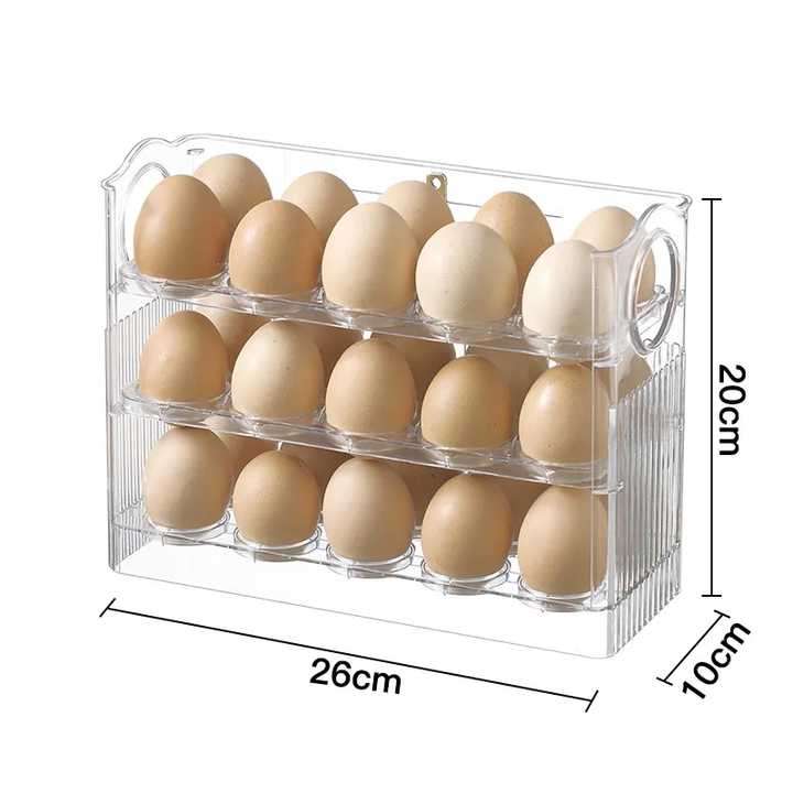 30 Eggs Flip Type Eggs Storage Rack Stand Holder for Refrigerator Organizer Box Egg Container Fresh