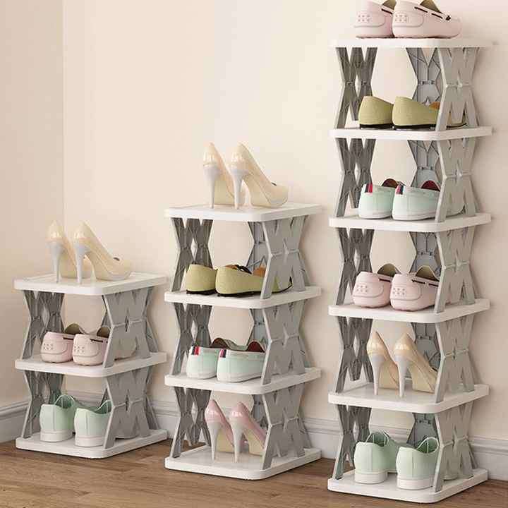 Narrow Shoe Organizer Shelf for Close Space Saving Large Capacity Foldable Shoe Rack