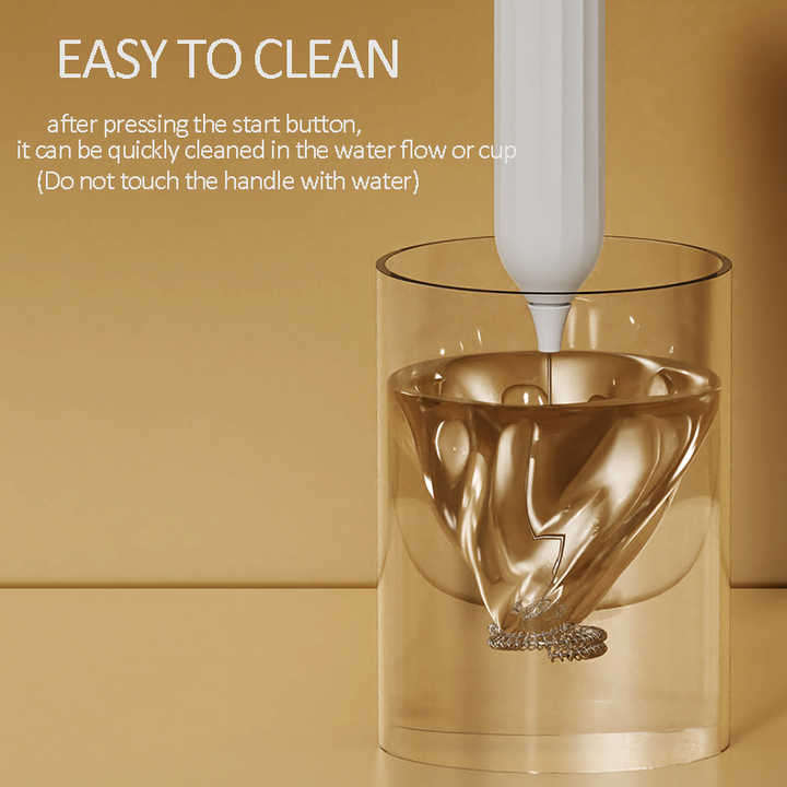 USB Electric Handheld Foam Maker Egg Beater Milk Frother Stainless Steel Wireless Coffee Cappuccino