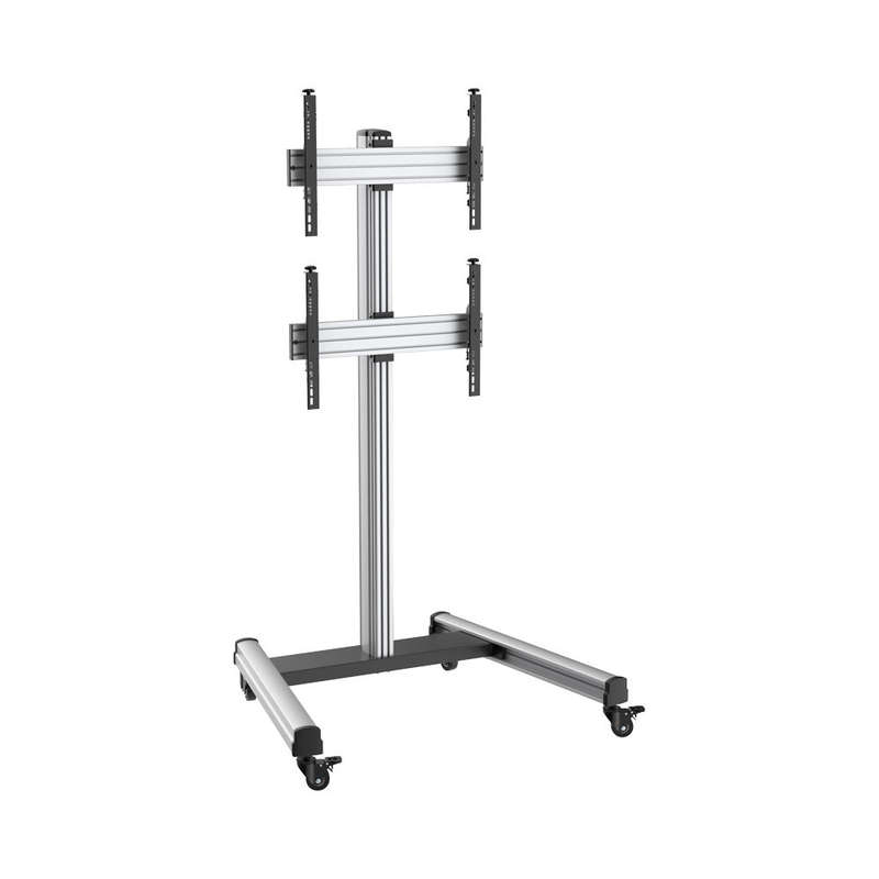 Linkqnet Lvs02-246Fw 40 - 65 Dual Stacking Screens, Height Adjustable Aluminium Av Trolley