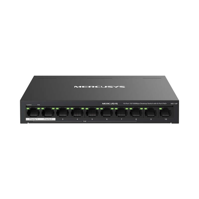 Mercusys Ms110P 10-Port 10 100Mbps Desktop Switch With 8-Port Poe+