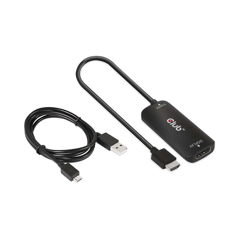 Club3D Cac-1335 Hdmi To Displayport 4K 120Hz Or 8K 30Hz Active Adapter With Optional Micro Usb Po...