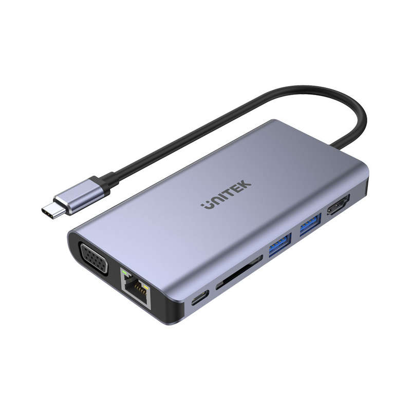 Unitek D1019B Usb3.1 Type-C 8-In-1 Port Replicator With 100W Power Delivery