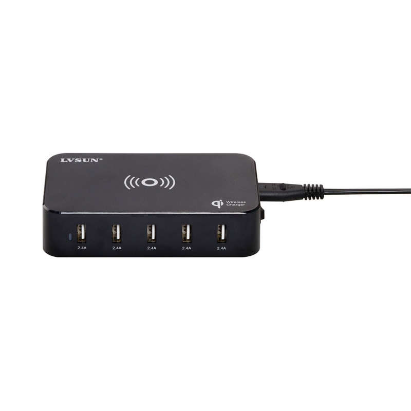 Lvsun 60W 4-Port Usb Plus 1-Port Type-C Qi Wireless Charger