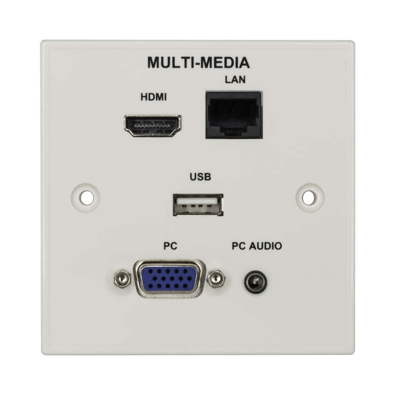 Multimedia Face Plate - 1X Hdmi, 1X Lan, 1X Usb, 1X Vga, 1X Audio
