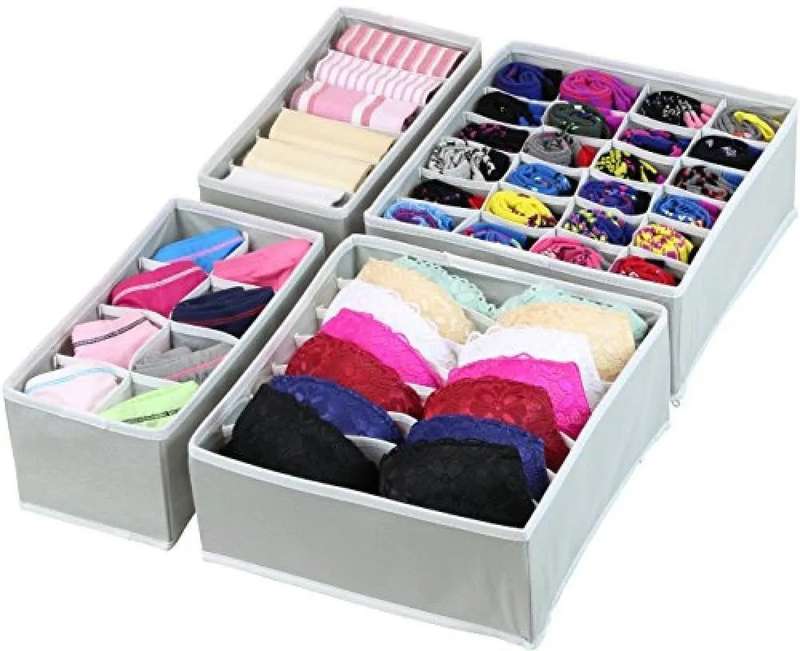 Set of 4 Collapsible organizer Grey