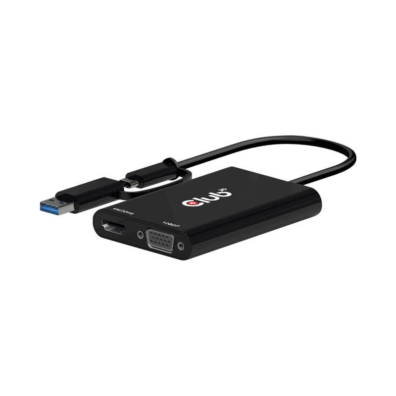 Club3D Usb Type-C Type-A 2-In-1 Port Replicator - Hdmi 4K @30Hz And Vga 1080P @60Hz - Supporting ...