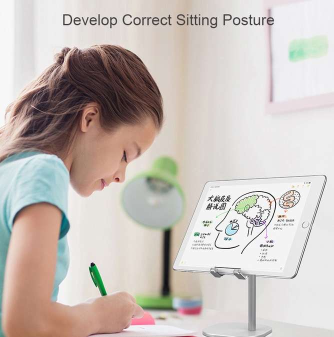 Adjustable Phoneand Tablet Metal Desk Stand - Grey