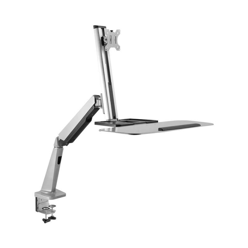Bracket - Classic Single Monitor Gas Spring Desk-Mounted Sit-Stand Workstation - For Most 13''-32...