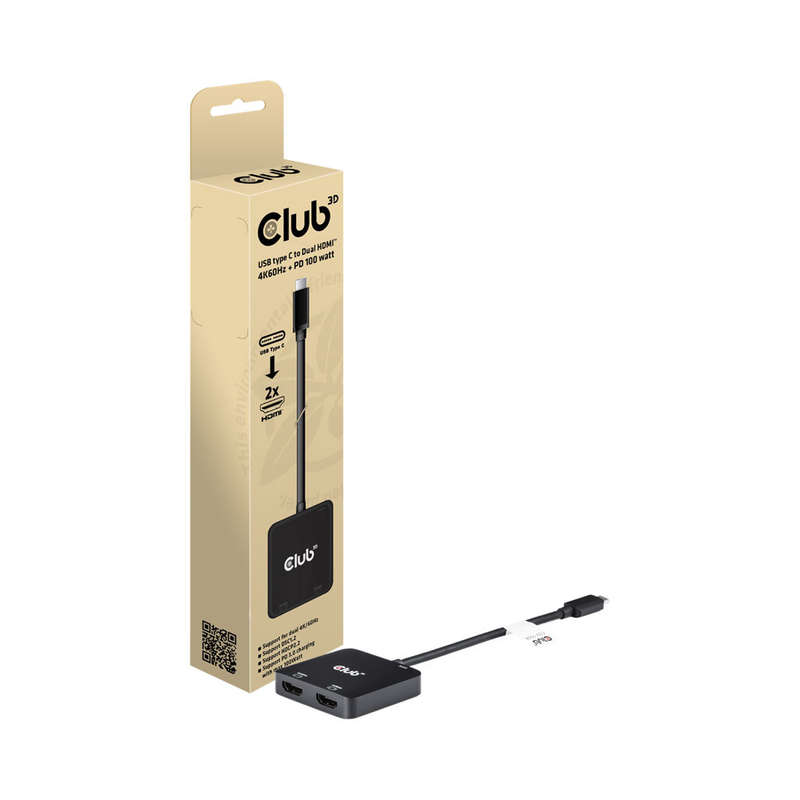 Club3D Csv-1558 Usb Type-C To Dual Hdmi 4K @60Hz With Pd 100W
