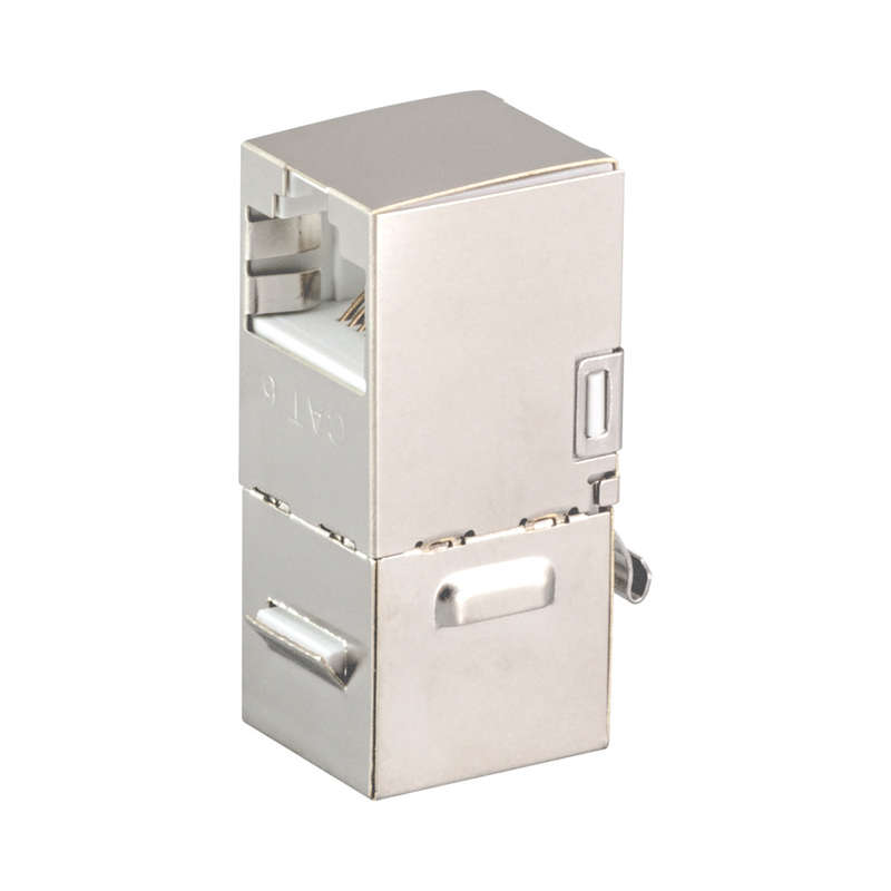 Linkqnet Cat6 Shielded Inline Snap-In Coupler With 90 Degree Down Angled Port
