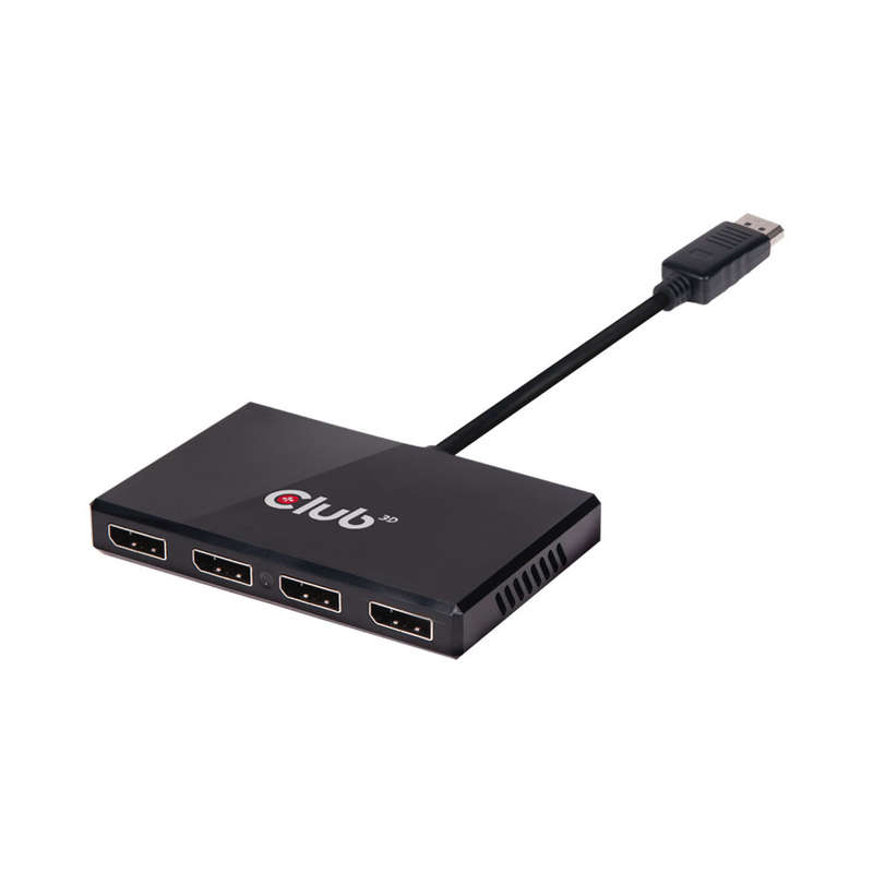Club3D Multi Stream Transport (Mst) Hub Displayport To Quad Displayport 1.2 Monitor With Usb Powe...