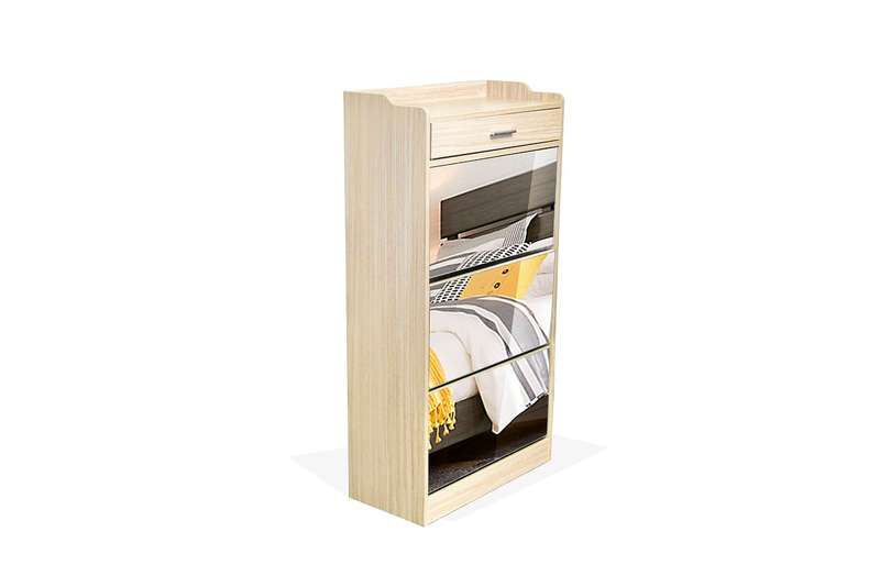 Mirror Shoe Cabinet - 3 Tier with Draw - Autumn