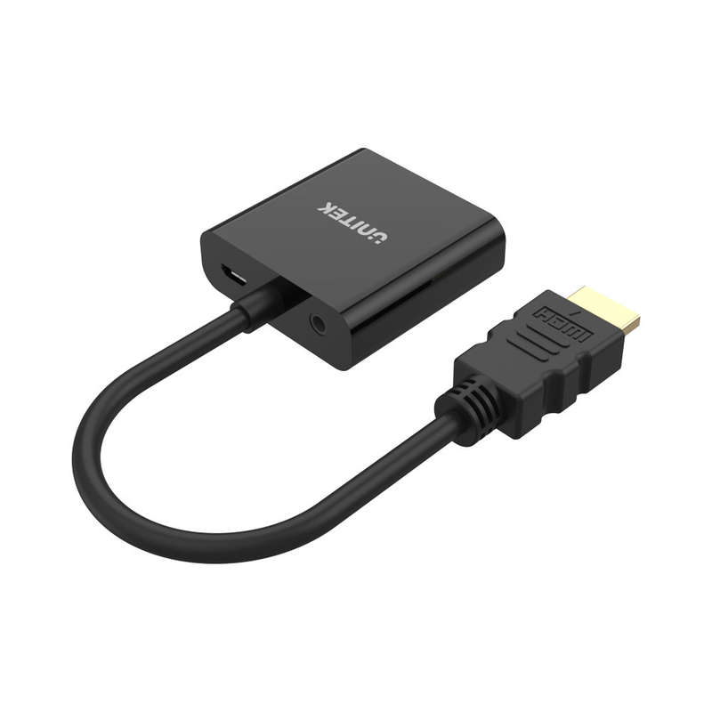 Unitek Y-6333 15Cm Hdmi Male To Vga Female Adapter Cable With 3.5Mm Stereo Audio