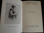 Thoughts on South Africa - Olive Schreiner (INSCRIBED TO THE EDITOR OF THE RAND DAILY MAIL - 1977)