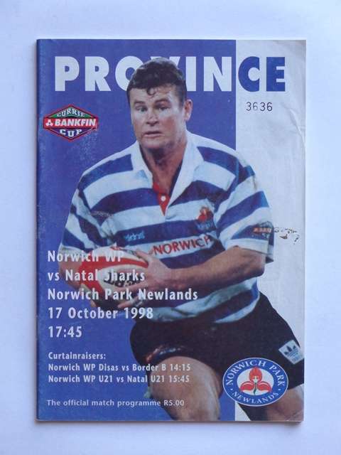 Province, Norwich WP vs. Natal Sharks, Newlands, 17 October 1998.