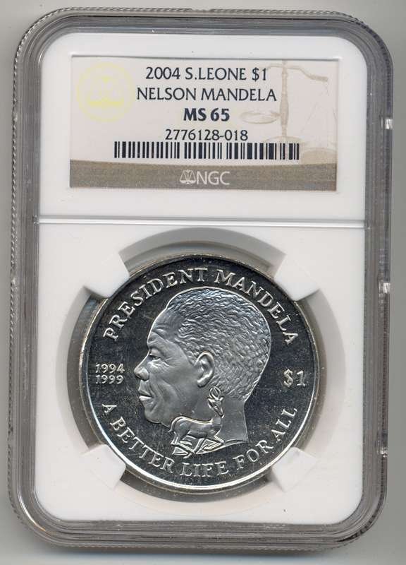 2004 *** $1 *** MS65 *** Sierra Leone "A Better Life for All - President Nelson Mandela"