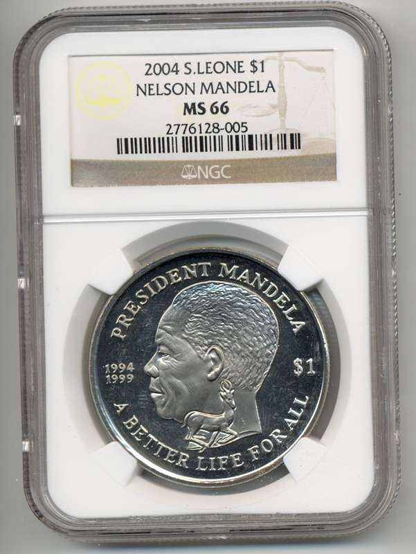 2004 *** $1 *** MS66 *** Sierra Leone "A Better Life for All - President Nelson Mandela"