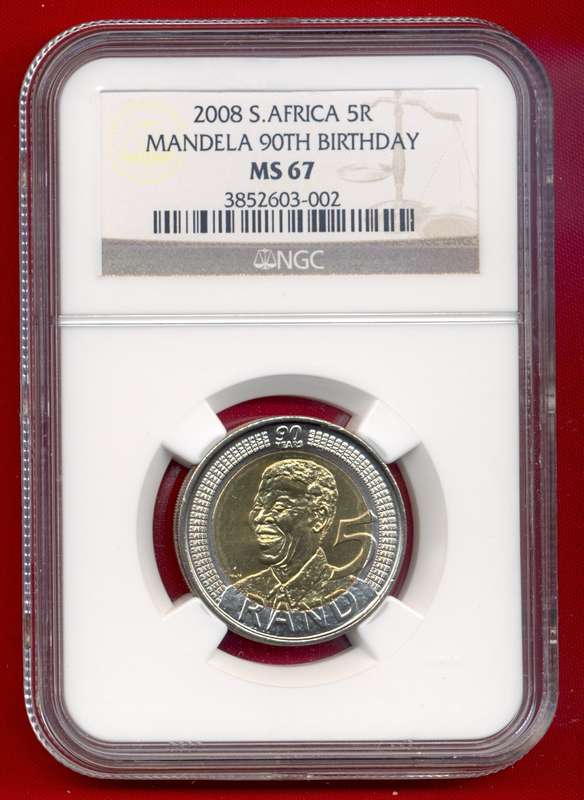 5 x MS67 *** Birthday Mandela R5 *** Very High Grade !!! NGC graded *** bid per coin