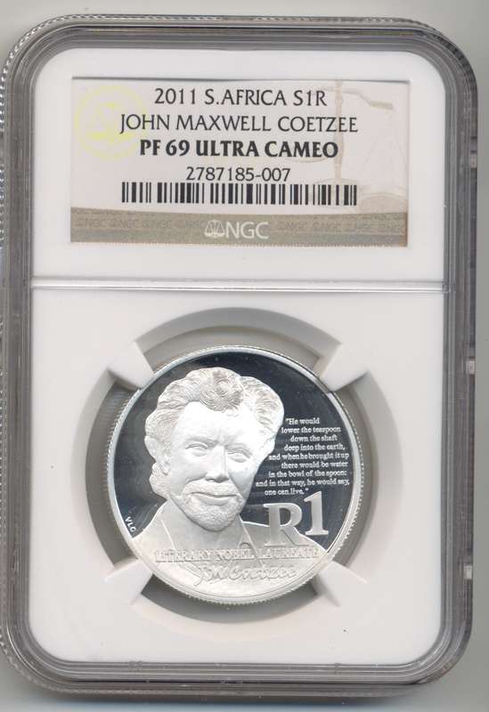 SILVER RAND *** 2011 JOHN MAXWELL COETZEE Nobel Laureate - PF69 UC***Complete your Nobel collection