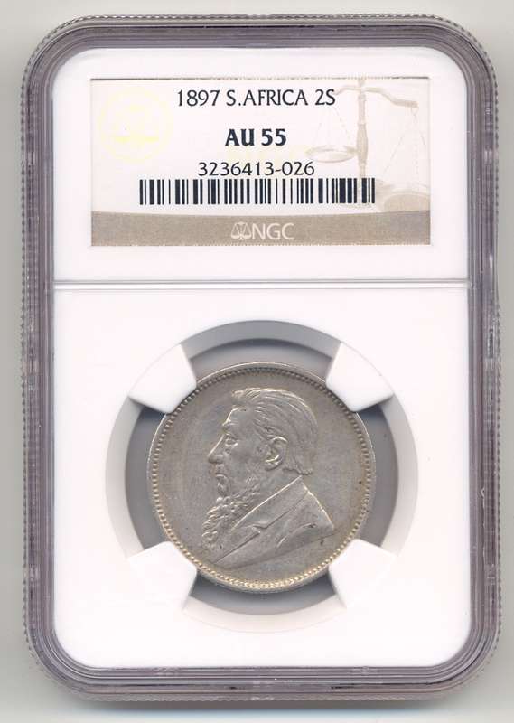 1897 *** 2S *** AU55 *** Invest in ZAR's; a bargain!
