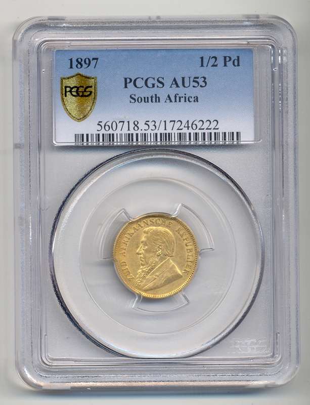 1897 *** 1/2 pond *** AU53 *** invest in gold