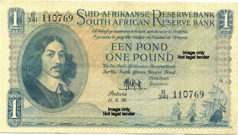 1 pound 1958 *** MH de Kock *** The centre line is thick but crisp ***