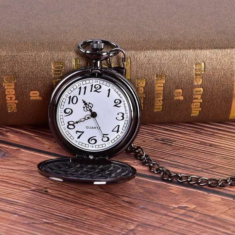 Classic Smooth Steel Pocket Watch - Dark