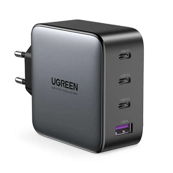 UGREEN 4 PORT GAN 100W PD WALL CHARGER-BLACK