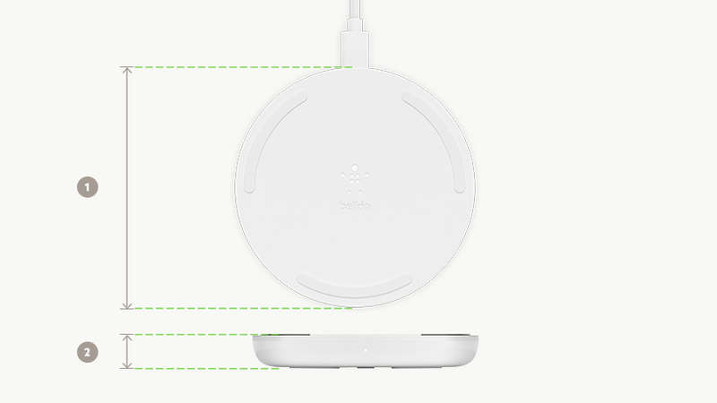 BOOSTâ'CHARGE Wireless Charging Pad dimensions diagram