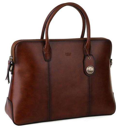 Polo Modello Slimline Leather Briefcase | Brown