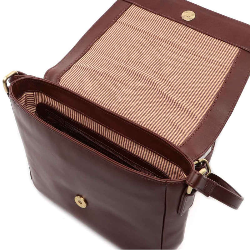 BUSBY JACKIE FLAPOVER CROSSBODY BAG -BROWN
