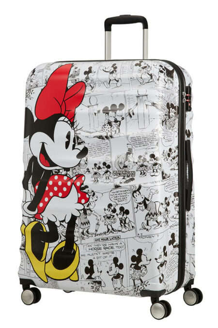 American Tourister Wavebreaker Disney 4-wheel 77cm large Spinner suitcase -minnie comics white