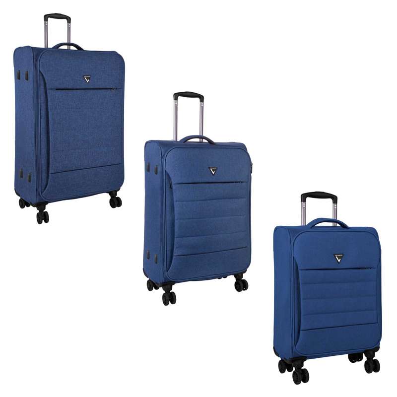 Voyager Getaway 4 Wheel Trolley 3 Piece Set -Blue