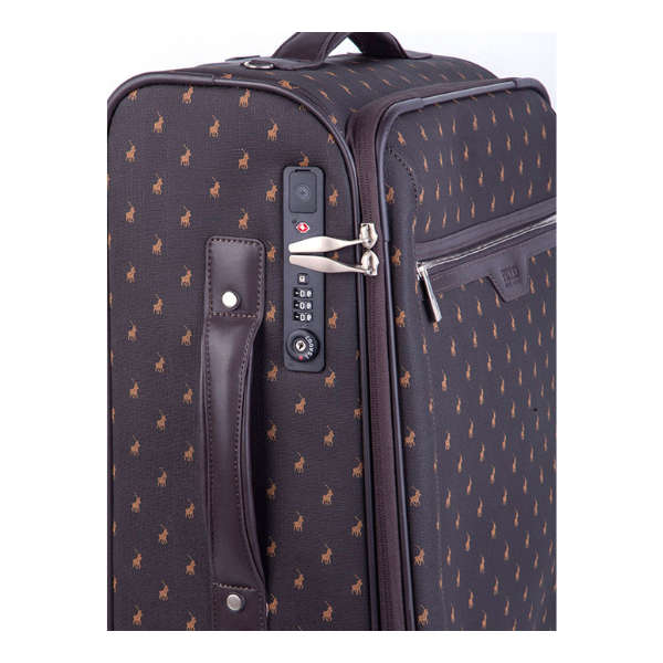 Polo Signature Luggage Large 4 Wheel Trolley Case -brown