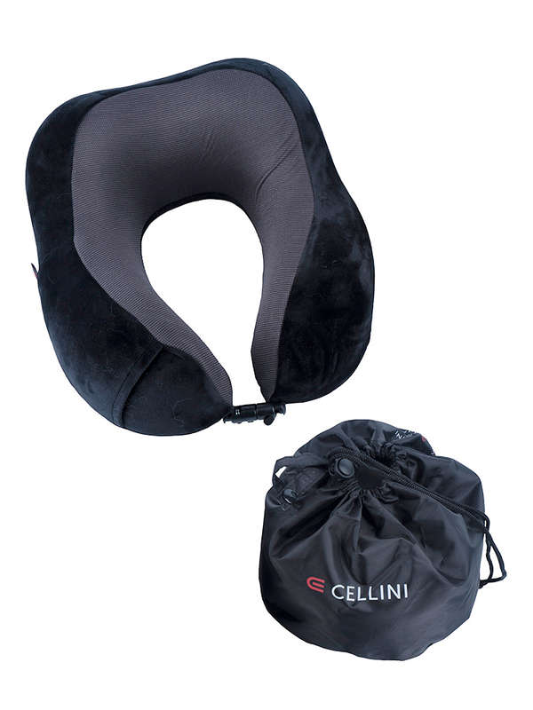 Cellini Accessories Roll-Up Memory Foam Travel Pillow -Black