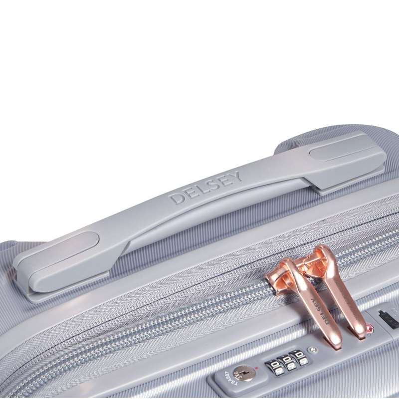 DELSEY SHADOW 5.0 55CM 4DW CABIN TROLLEY CASE -SILVER