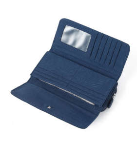 Free Spirit -Crinkle Collection: Large Zip Flap Purse - Navy