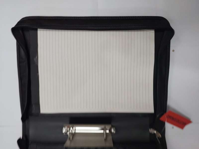A4 Leatherette drop handle folder with badge