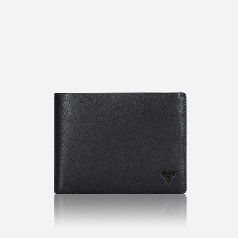BRANDO SLIM LEATHER CARD AND NOTE WALLET, BLACK