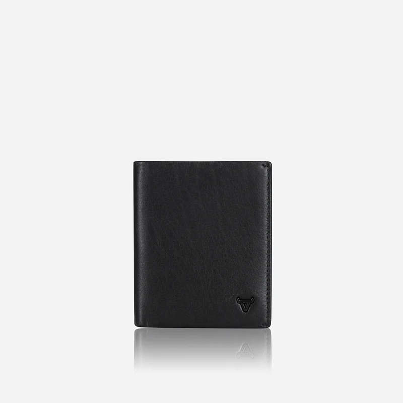 BRANDO SLIM CARD & NOTE WALLET WITH ZIP COIN POUCH, BLACK