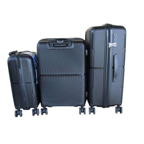 Unbreakable Travel Luggage 3 Piece Suitcases Spinner-BLACK