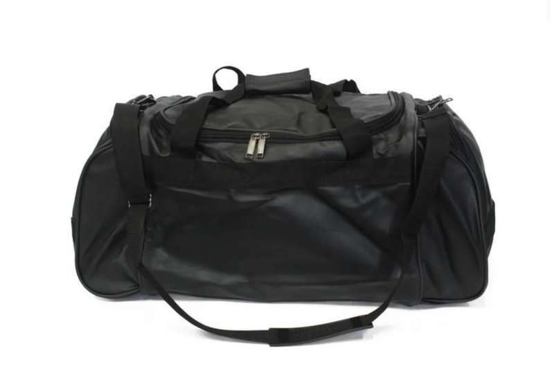CLASSIC PU LEATHER DUFFEL BAG WITH SHOULDER STRAP BLACK