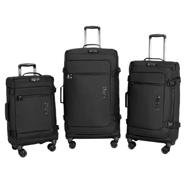 Byond Xplorer Water-Resistant 4 Wheel Trolley Duffel Bag Set BLACK